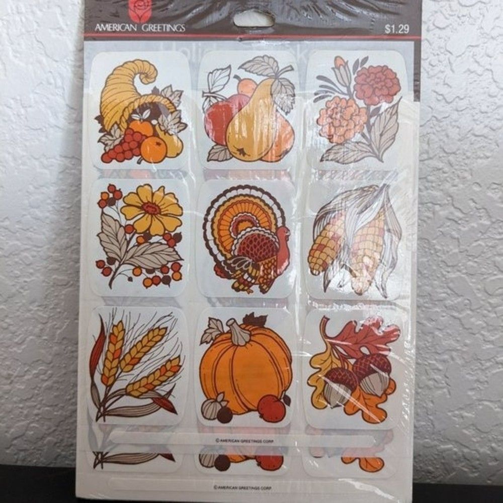 Vintage American Greetings Fall Harvest Stickers - 4 Sheets - Unopened